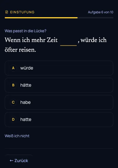 Mini-Einstufungstest: Aufgabe 6 von 10