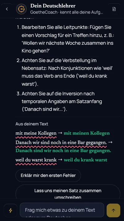 Mistakes quoted from the text, with corrections