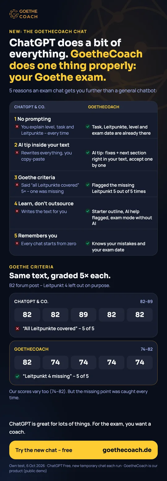 Infographic: general AI vs exam coach on five points
