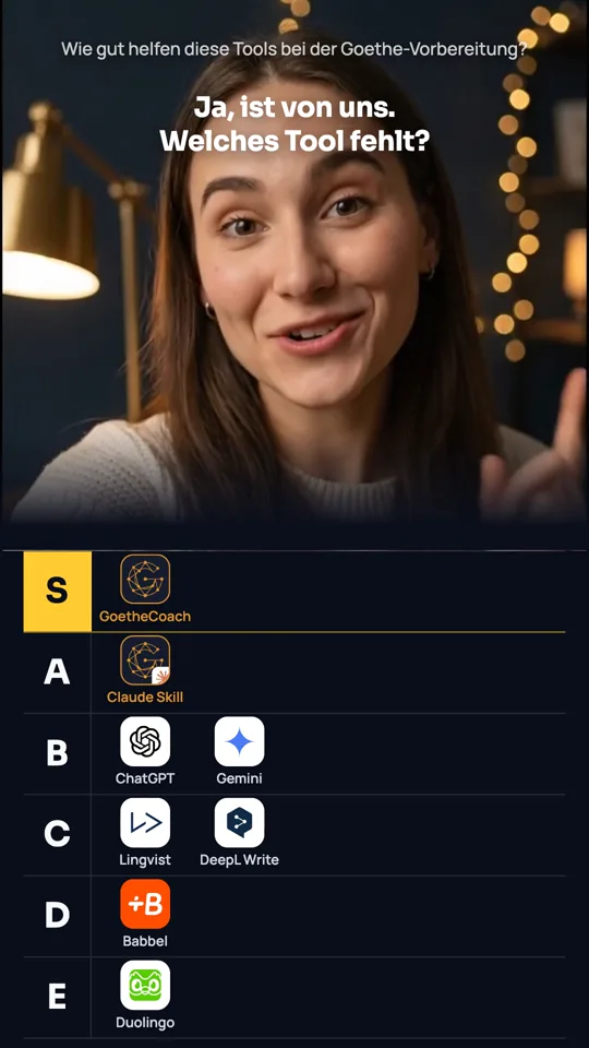 Welche App bringt dich durch die Goethe-Prüfung? Tier List